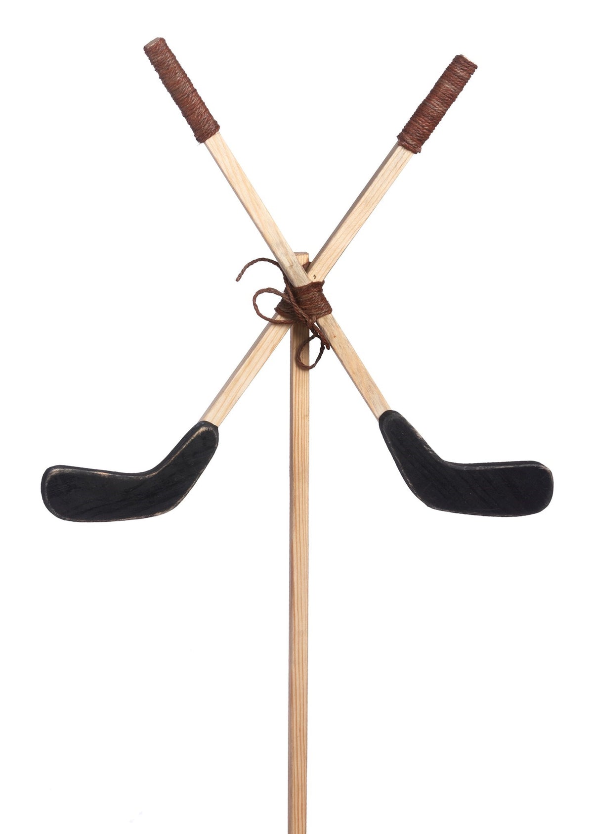 Wooden Hockey Sticks Crossed on a Stake
