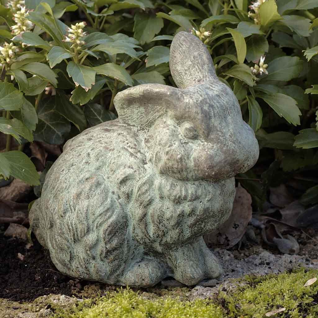Cement Rabbit with One Ear UP