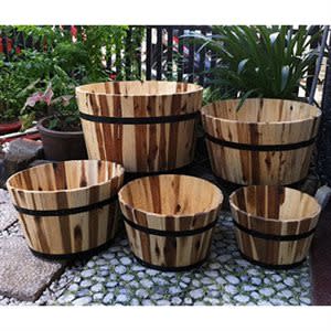 Wooden Barrel, Natural Acacia Finish