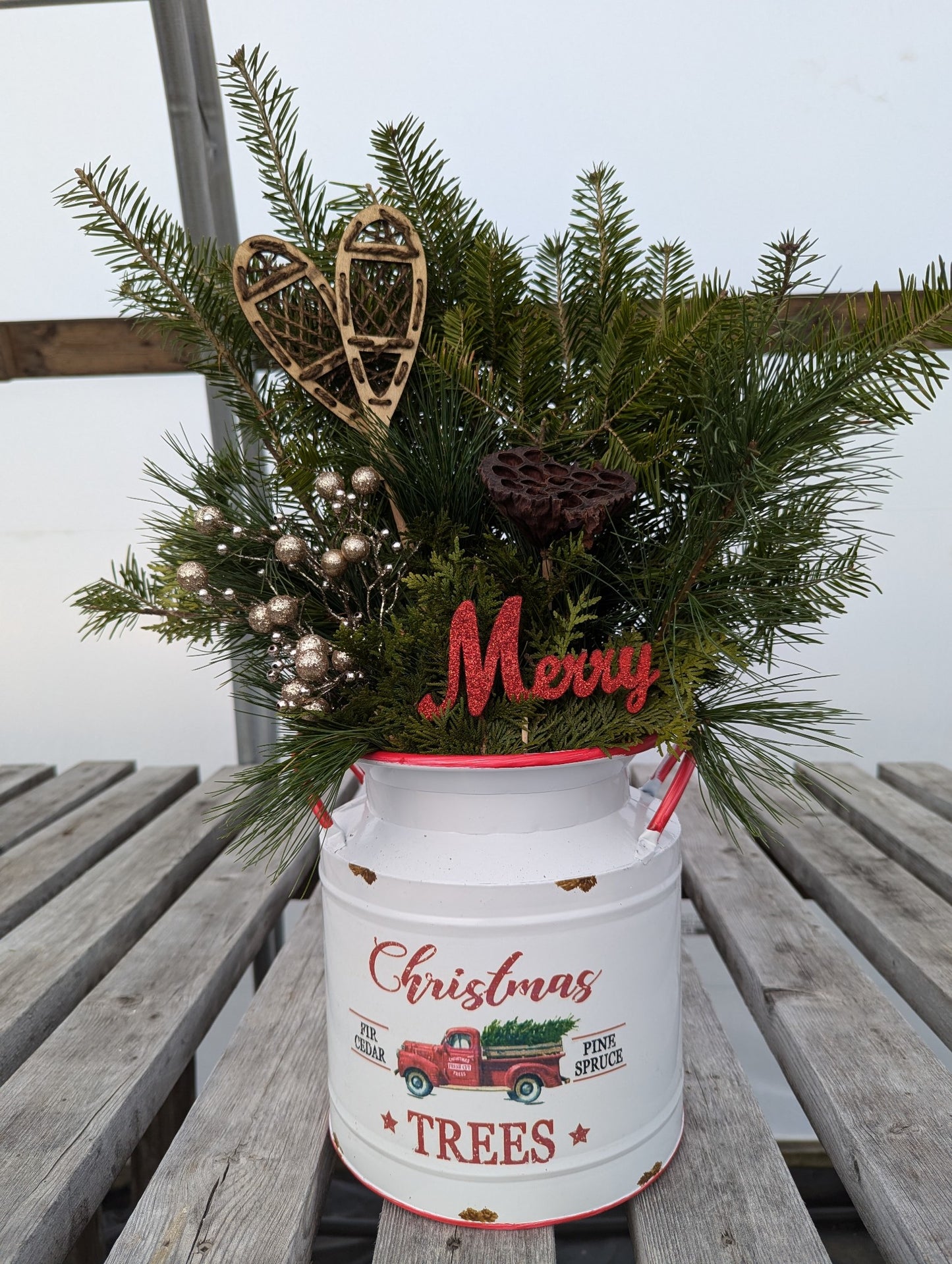 Metal Container, Christmas Trees with Liner