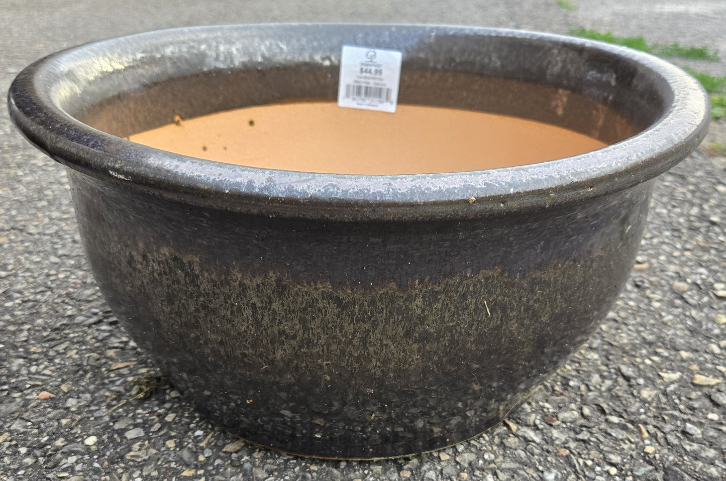 Planter, Ceramic Low Bowl - Tank Iron