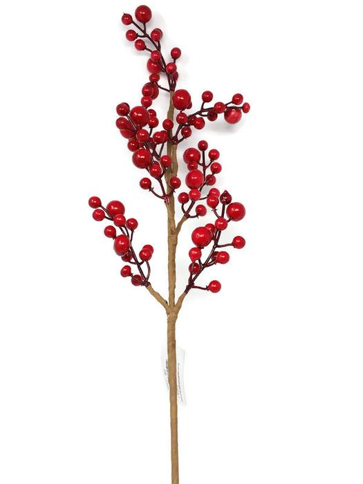 Red Berries, 25" Outdoor Spray 5 Branches