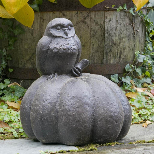 Cement Owl on Pumpkin