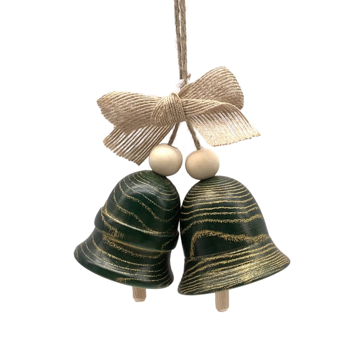 Ornament, Wooden Twin Bells