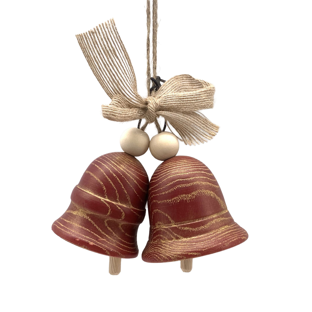 Ornament, Wooden Twin Bells