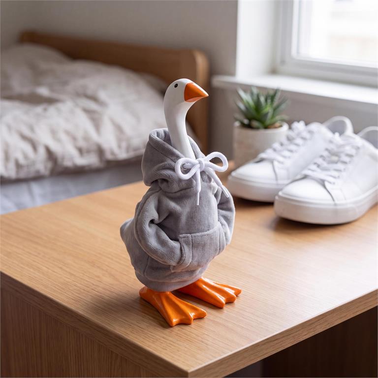 Gordy The Desk Goose Outfit, Gray Hoodie
