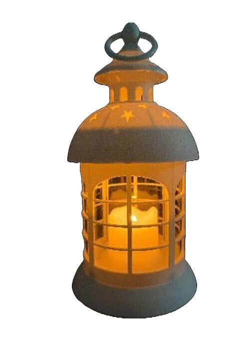 Lantern, 9" with LED Candle and Timer