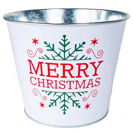 Planter, Metal Merry Christmas 6.5" x 5" with liner