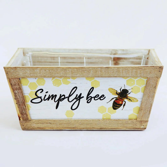 Wooden Planter, Simply Bee 10.25"x7"x4.75" with liner