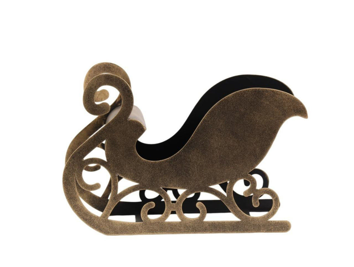 Santa Sleigh, Gold 15"