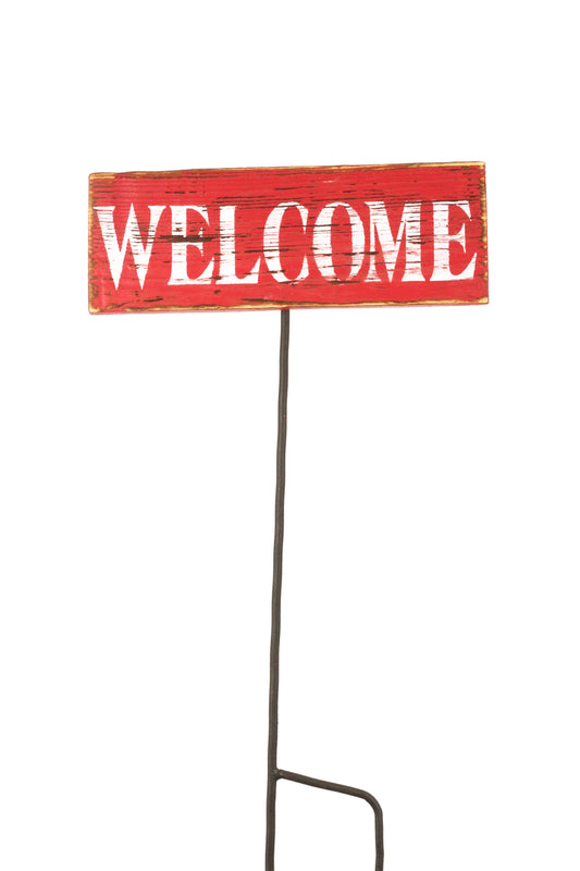 Welcome Sign, Wooden Red Large