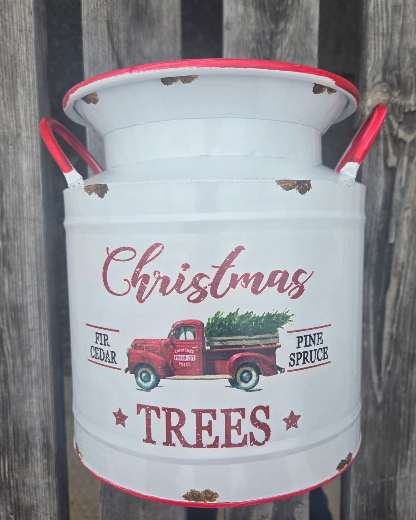 Metal Container, Christmas Trees with Liner