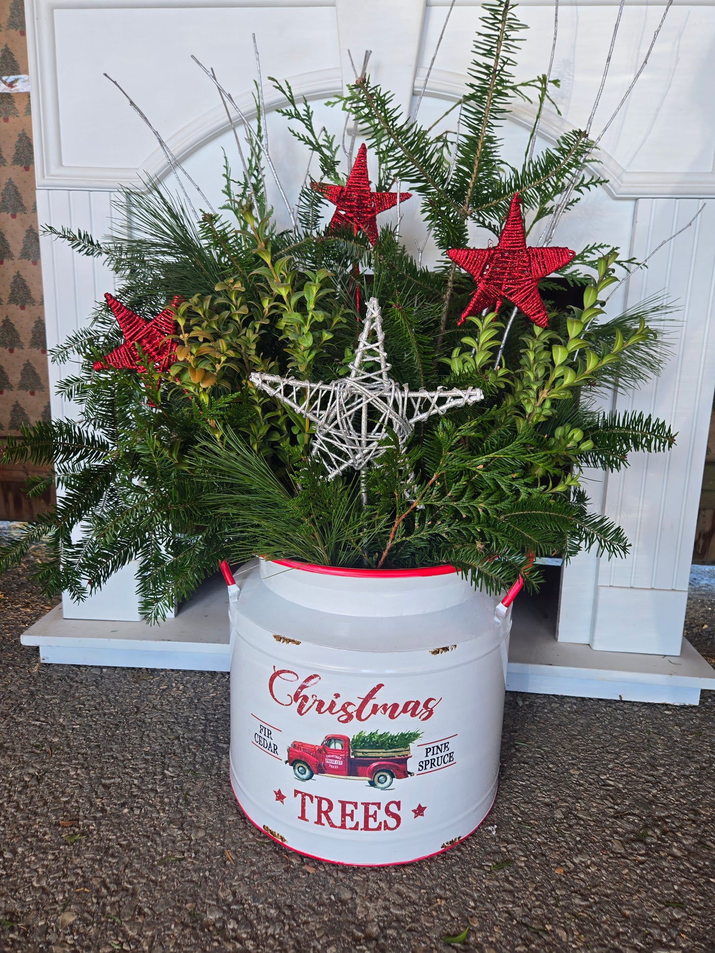 Metal Container, Christmas Trees with Liner