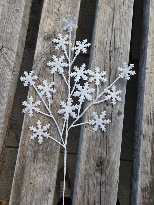 Snowflake Spray, White Glittered