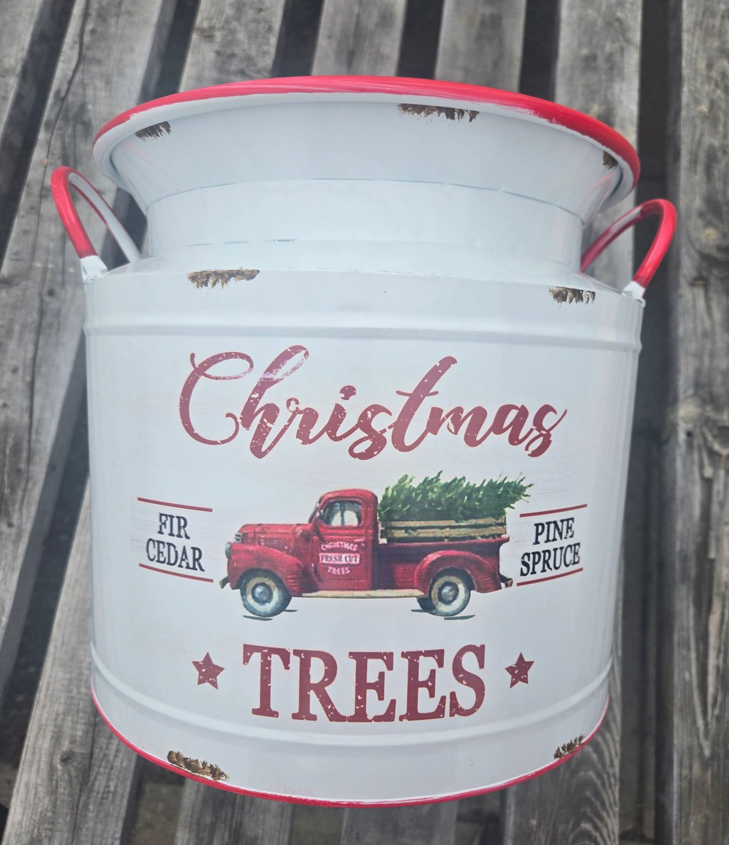 Metal Container, Christmas Trees with Liner